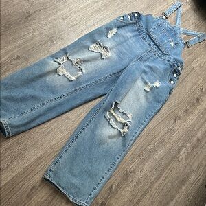 SHEIN SXY Distressed Denim Overalls
